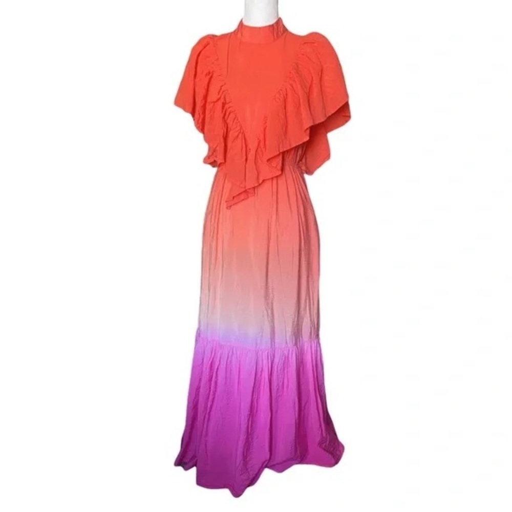 Young Fabulous & Broke YFB Sunset Ombre Maxi Dress Sz S Ruffle